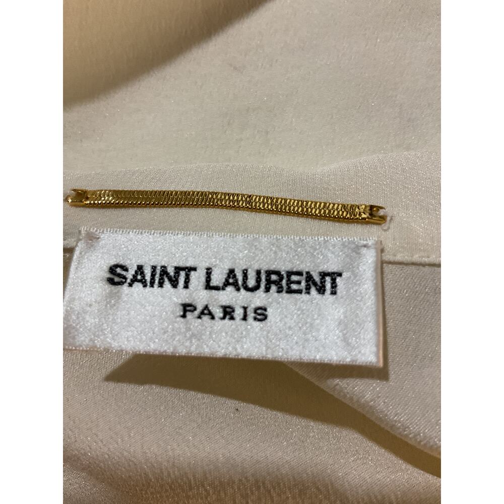 Saint Laurent Luxe Cream Button Front Blouse Size FR 34 / US 2 - Picture 4 of 6